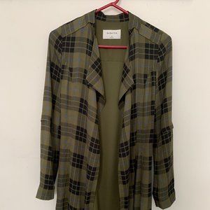 Aritzia Babaton Trench Coat - Olive Plaid